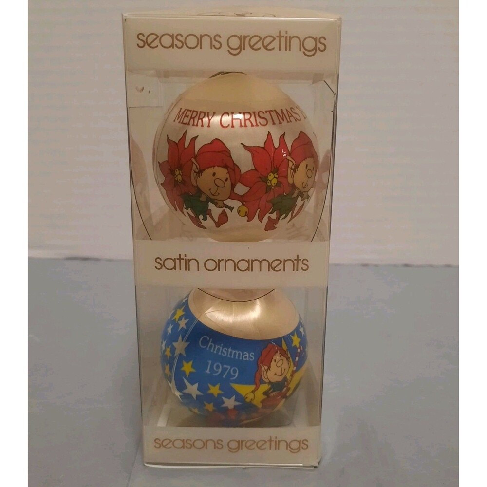 Vintage 1979 WWA American Greetings Holly Hobbie Elf Satin Ornaments Set of 2